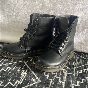 Black Lace-Up Combat Boots